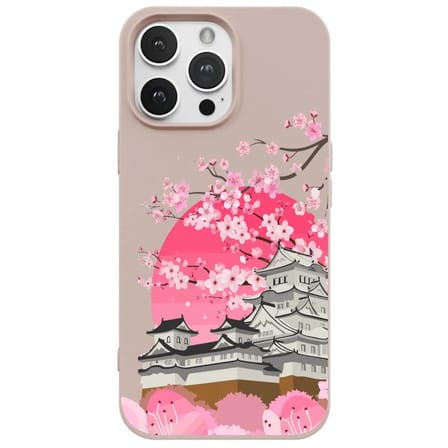 iPhone 15 Pro Pudra Lansman Sakura Renkli Silikon Kılıfı