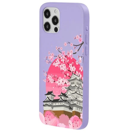 iPhone 12 Pro Lila Lansman Sakura Renkli Silikon Kılıfı