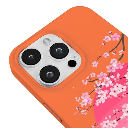 iPhone 12 Pro Turuncu Lansman Sakura Renkli Silikon Kılıfı
