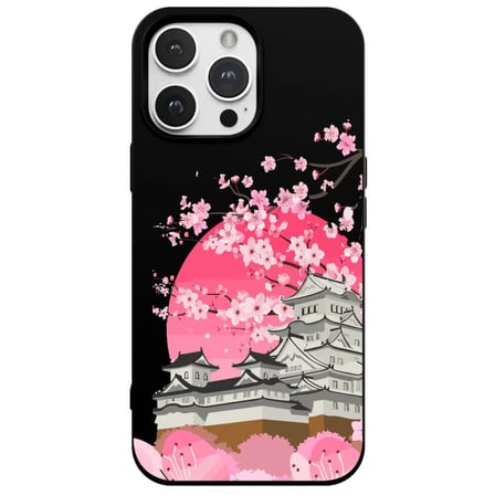 iPhone 11 Pro Max Siyah Lansman Sakura Renkli Silikon Kılıfı