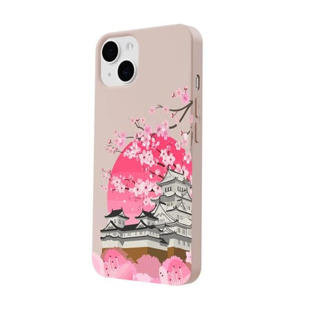 iPhone 14 Plus Pudra Lansman Sakura Renkli Silikon Kılıfı