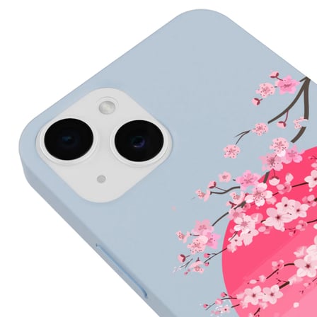 iPhone 11 Mavi Lansman Sakura Renkli Silikon Kılıfı