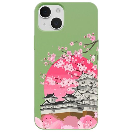 iPhone 11 Yeşil Lansman Sakura Renkli Silikon Kılıfı