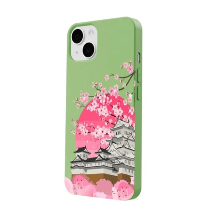 iPhone 11 Yeşil Lansman Sakura Renkli Silikon Kılıfı