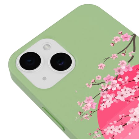 iPhone 11 Yeşil Lansman Sakura Renkli Silikon Kılıfı