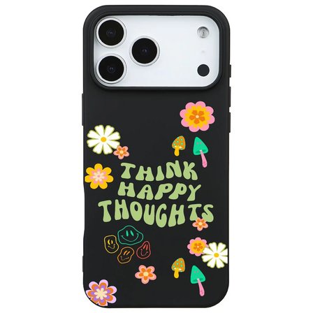 iPhone 17 Pro Max Siyah Think Happy Renkli Silikon Kılıfı