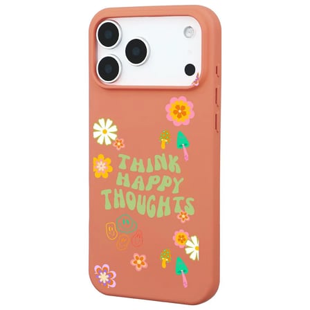 iPhone 17 Pro Max Turuncu Think Happy Renkli Silikon Kılıfı