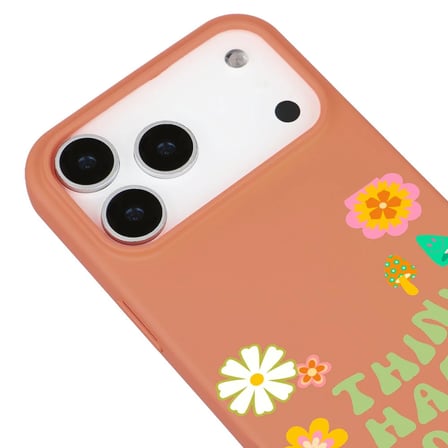 iPhone 17 Pro Max Turuncu Think Happy Renkli Silikon Kılıfı