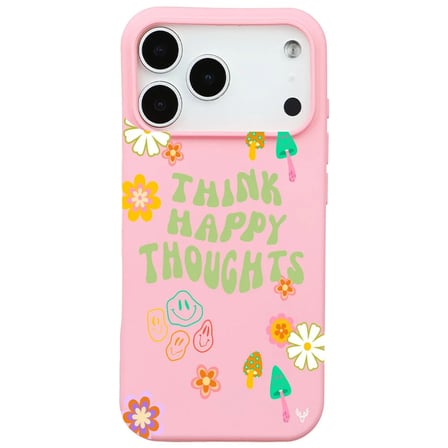iPhone 17 Pro Pembe Think Happy Renkli Silikon Kılıfı