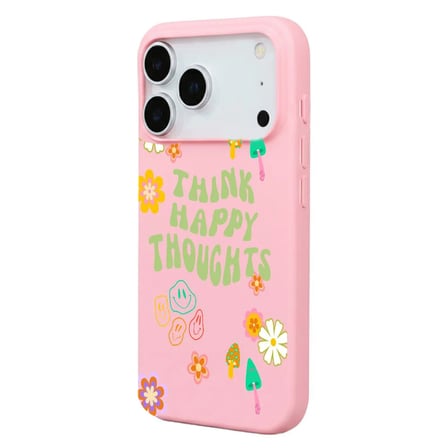 iPhone 17 Pro Pembe Think Happy Renkli Silikon Kılıfı