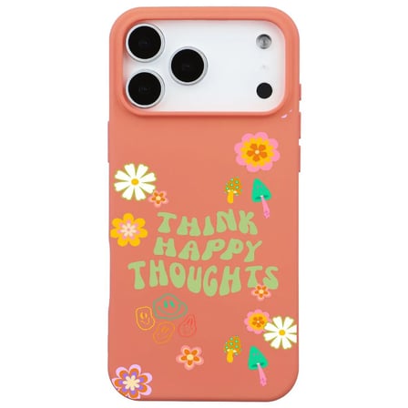 iPhone 17 Pro Turuncu Think Happy Renkli Silikon Kılıfı