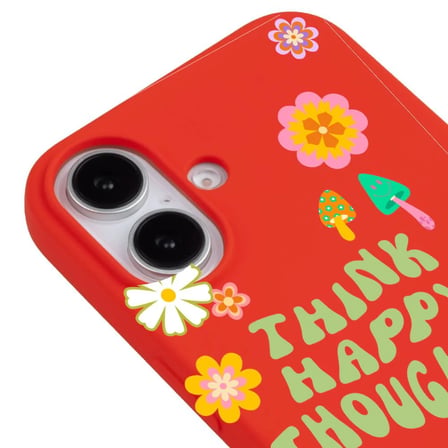 iPhone 16 Kırmızı Think Happy Renkli Silikon Kılıfı