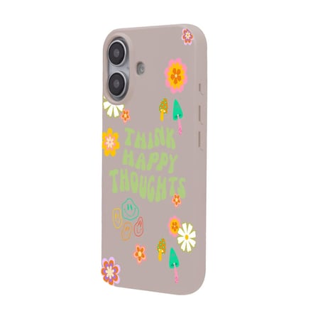 iPhone 16 Pudra Think Happy Renkli Silikon Kılıfı