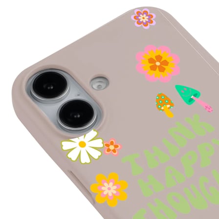 iPhone 16 Pudra Think Happy Renkli Silikon Kılıfı