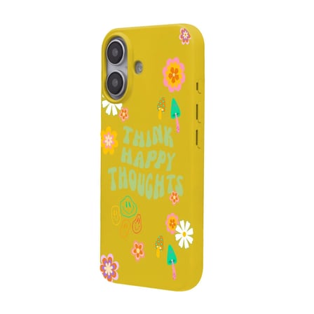 iPhone 16 Sarı Think Happy Renkli Silikon Kılıfı