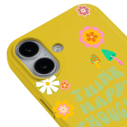 iPhone 16 Sarı Think Happy Renkli Silikon Kılıfı