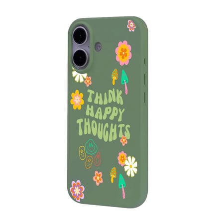 iPhone 16 Siyah Think Happy Renkli Silikon Kılıfı