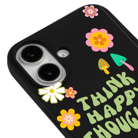 iPhone 16 Plus Siyah Think Happy Renkli Silikon Kılıfı