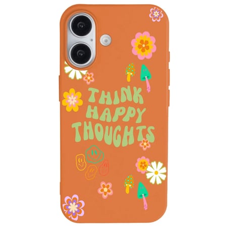 iPhone 16 Plus Turuncu Think Happy Renkli Silikon Kılıfı
