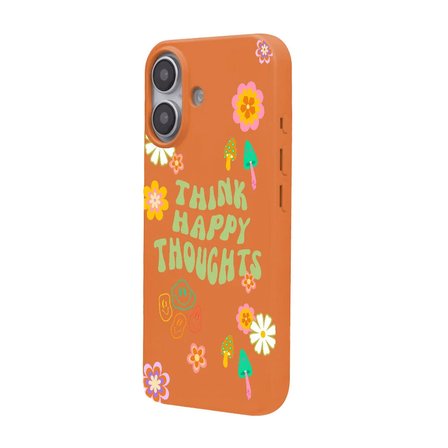 iPhone 16 Plus Turuncu Think Happy Renkli Silikon Kılıfı