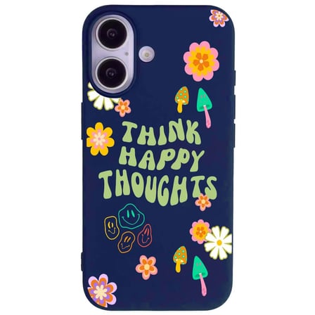 iPhone 17 Lacivert Think Happy Renkli Silikon Kılıfı