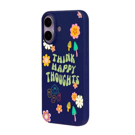 iPhone 17 Lacivert Think Happy Renkli Silikon Kılıfı
