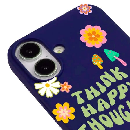 iPhone 17 Lacivert Think Happy Renkli Silikon Kılıfı