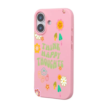 iPhone 17 Pembe Think Happy Renkli Silikon Kılıfı