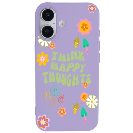 iPhone 17 Lila Think Happy Renkli Silikon Kılıfı