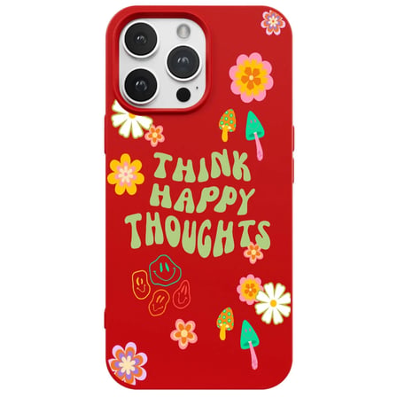 iPhone 16 Pro Kırmızı Think Happy Renkli Silikon Kılıfı