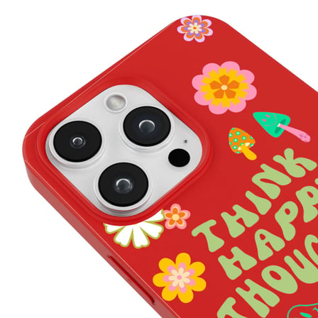 iPhone 16 Pro Kırmızı Think Happy Renkli Silikon Kılıfı