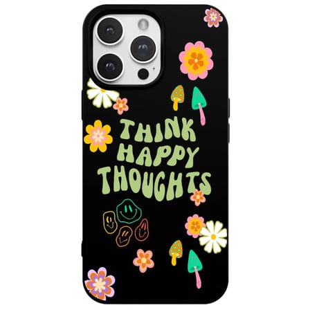iPhone 16 Pro Siyah Think Happy Renkli Silikon Kılıfı
