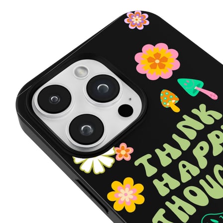 iPhone 16 Pro Siyah Think Happy Renkli Silikon Kılıfı