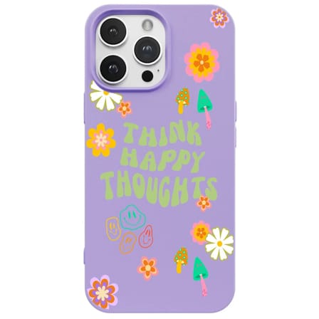 iPhone 15 Pro Max Lila Think Happy Renkli Silikon Kılıfı