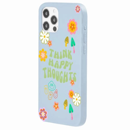 iPhone 15 Pro Max Mavi Think Happy Renkli Silikon Kılıfı