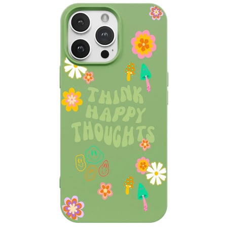 iPhone 15 Pro Max Yeşil Think Happy Renkli Silikon Kılıfı