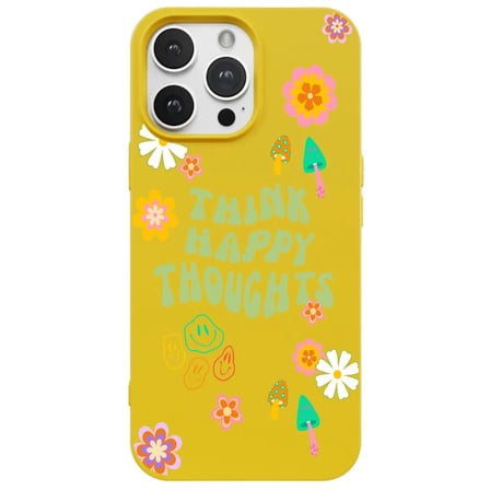 iPhone 13 Pro Max Sarı Think Happy Renkli Silikon Kılıfı