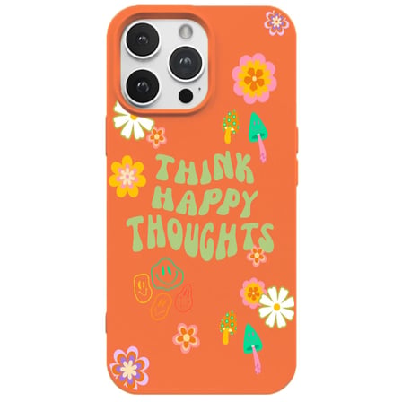 iPhone 13 Pro Turuncu Think Happy Renkli Silikon Kılıfı