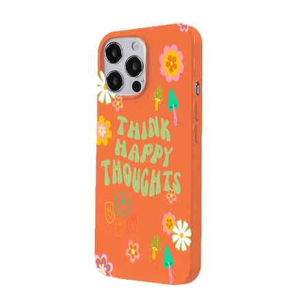 iPhone 13 Pro Turuncu Think Happy Renkli Silikon Kılıfı