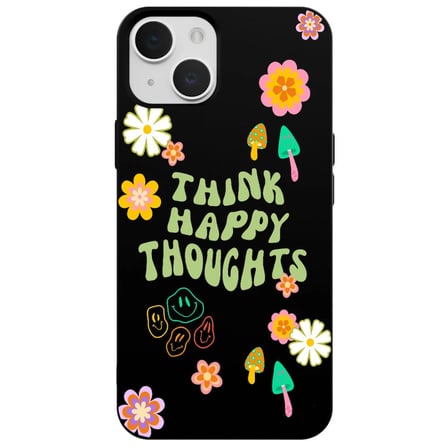 iPhone 15 Plus Siyah Think Happy Renkli Silikon Kılıfı