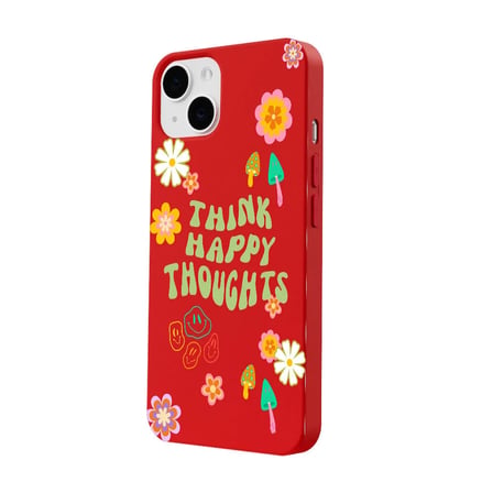 iPhone 14 Plus Kırmızı Think Happy Renkli Silikon Kılıfı