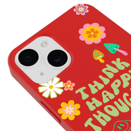 iPhone 14 Plus Kırmızı Think Happy Renkli Silikon Kılıfı