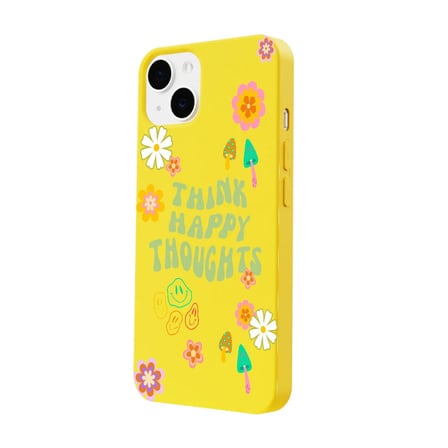 iPhone 14 Plus Sarı Think Happy Renkli Silikon Kılıfı
