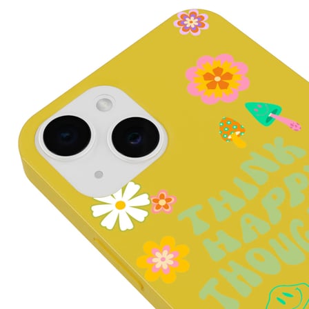 iPhone 14 Plus Sarı Think Happy Renkli Silikon Kılıfı