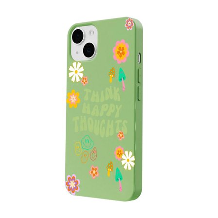 iPhone 14 Plus Yeşil Think Happy Renkli Silikon Kılıfı