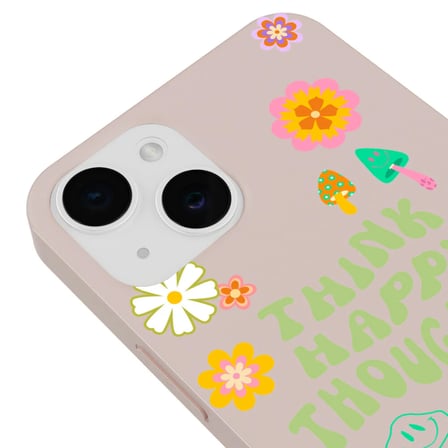 iPhone 15 Pudra Think Happy Renkli Silikon Kılıfı