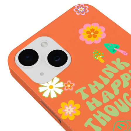 iPhone 14 Turuncu Think Happy Renkli Silikon Kılıfı