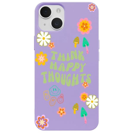 iPhone 13 Mini Lila Think Happy Renkli Silikon Kılıfı