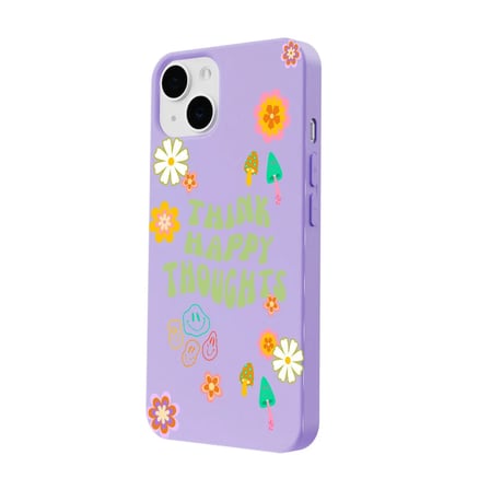 iPhone 13 Mini Lila Think Happy Renkli Silikon Kılıfı