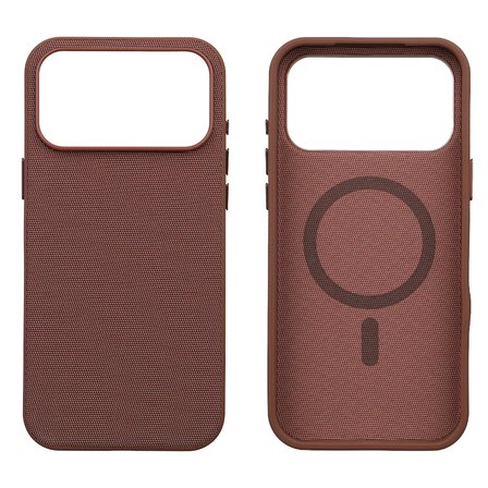 iPhone 17 Pro Kahve Renk Gizli Magsafe Destekli Mikro Kabartma Dokulu Premium Kılıf